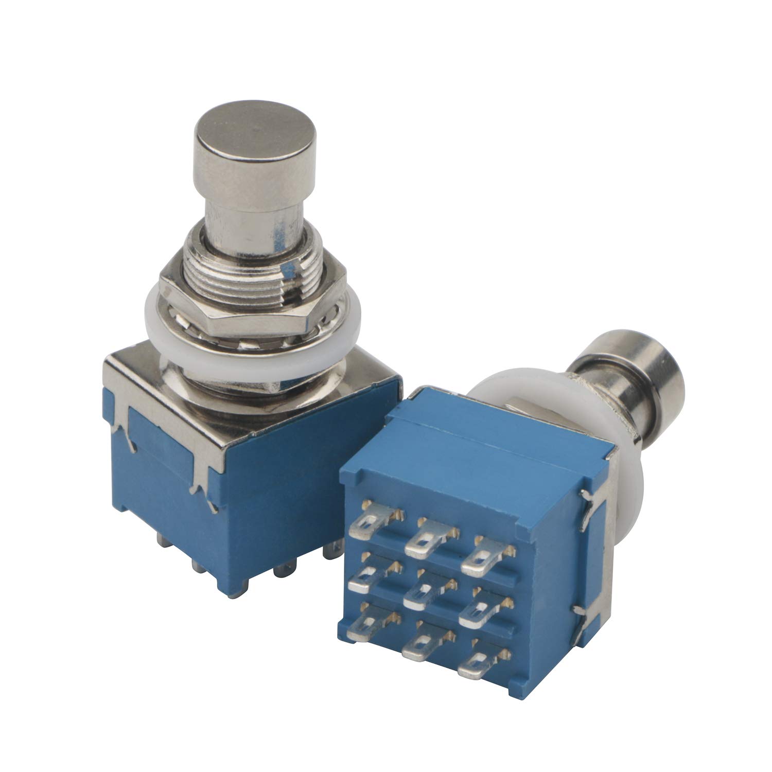 Lot de 2 interrupteurs à pédale pour guitare électrique avec effets 3PDT Stomp Foot True Bypass avec connecteurs à souder