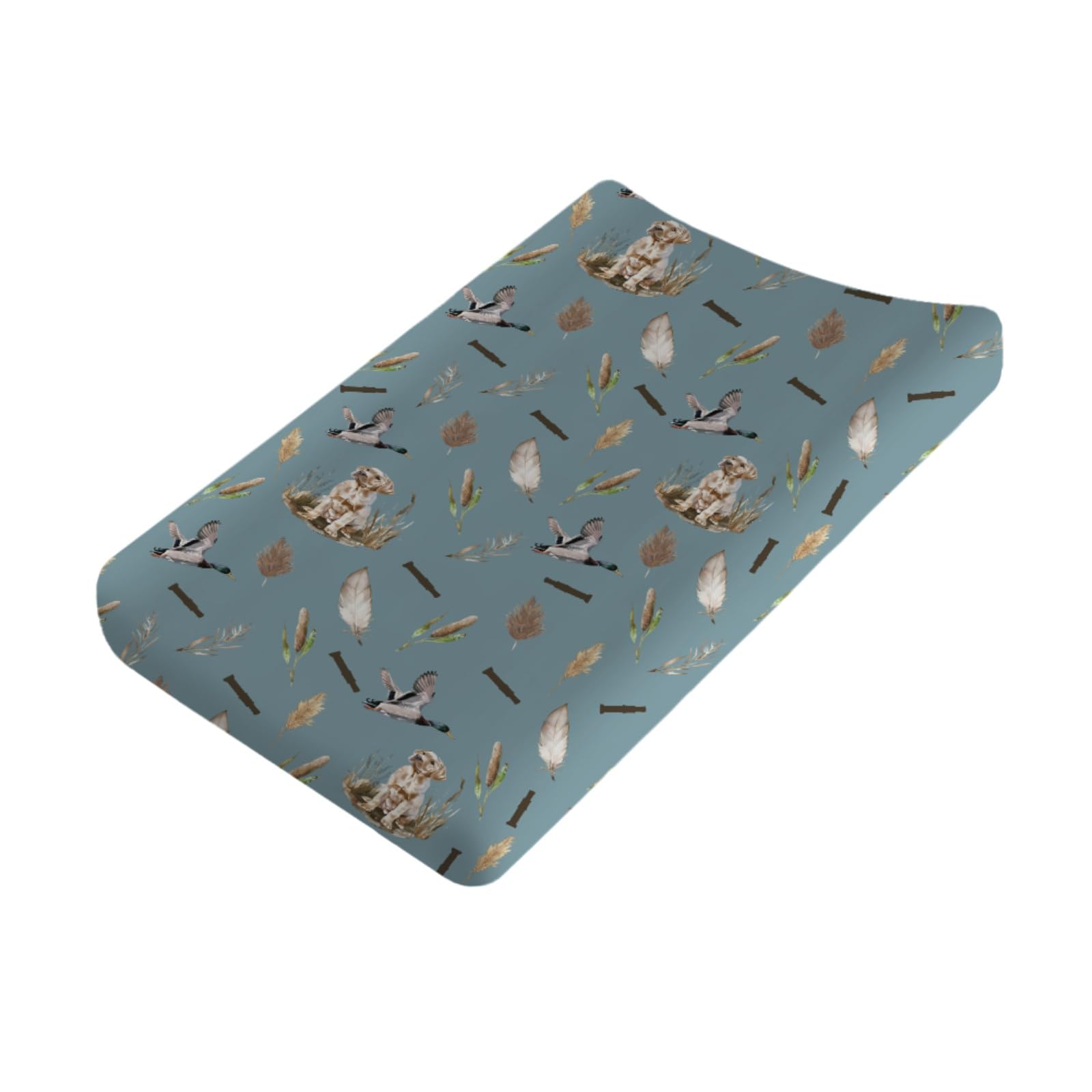 Wild Duck Hunting Hunter Baby Changing Pad Cover for Boy Girl 32''x16'' Mallard Duck Reeds Feathers Unisex Fitted Diaper Change Table Sheets Wild