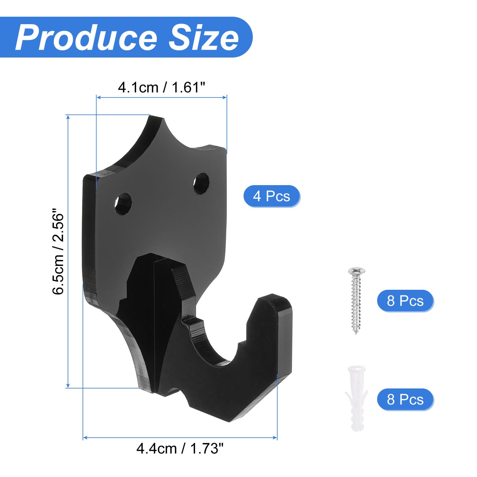 uxcell 4 Pcs Sword Holder Wall Mount Sword Racks Acrylic Wall Sword Display Hanger with Mounting Tools for Knife Martial Arts Sword Placement Display, Black(Shield)