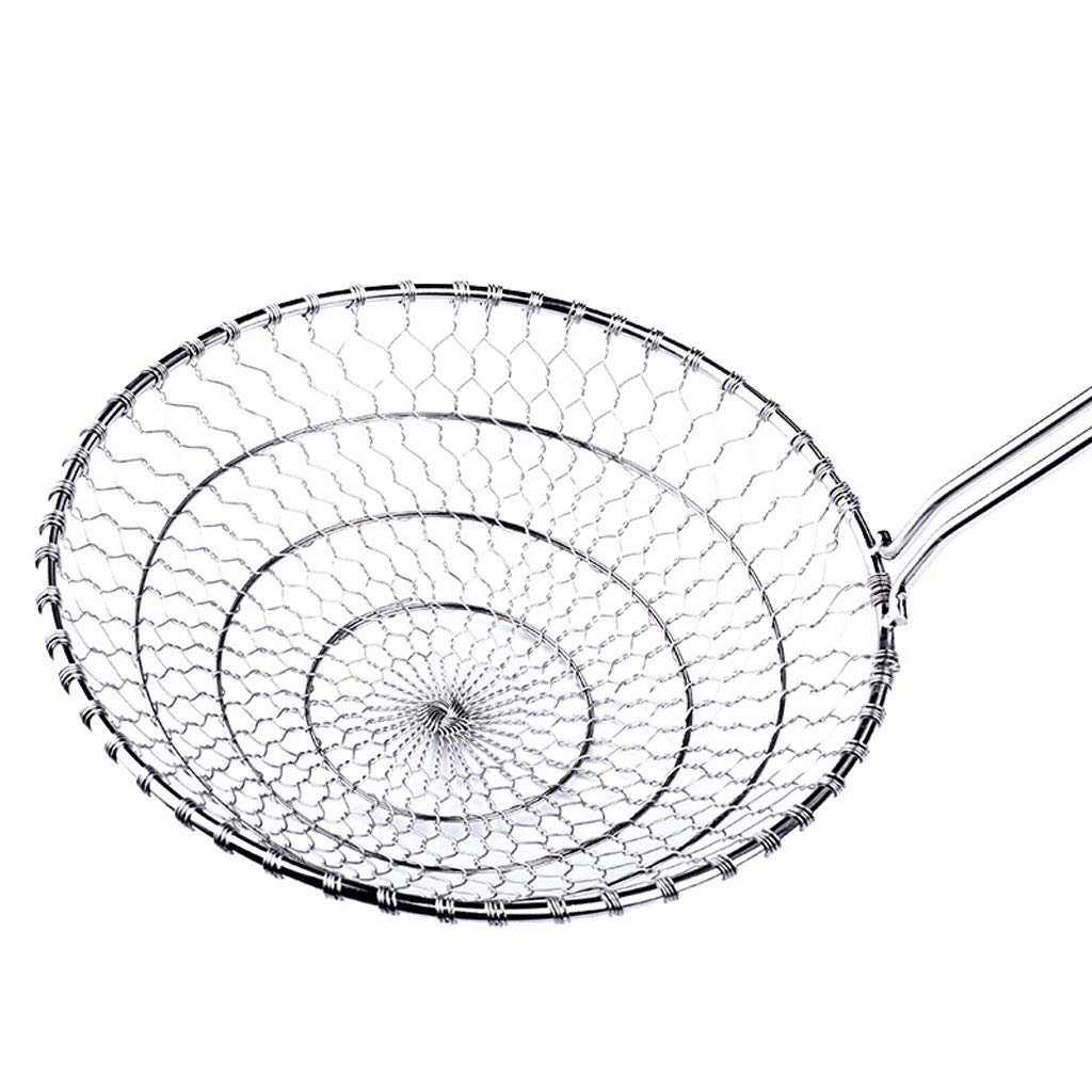 Tamiz, colador, Filtro de Malla de Acero Inoxidable para cocinar y freír Pasta en la Cocina, colador Potente, utensilio para freír, Espumadera Profesional (Plata)