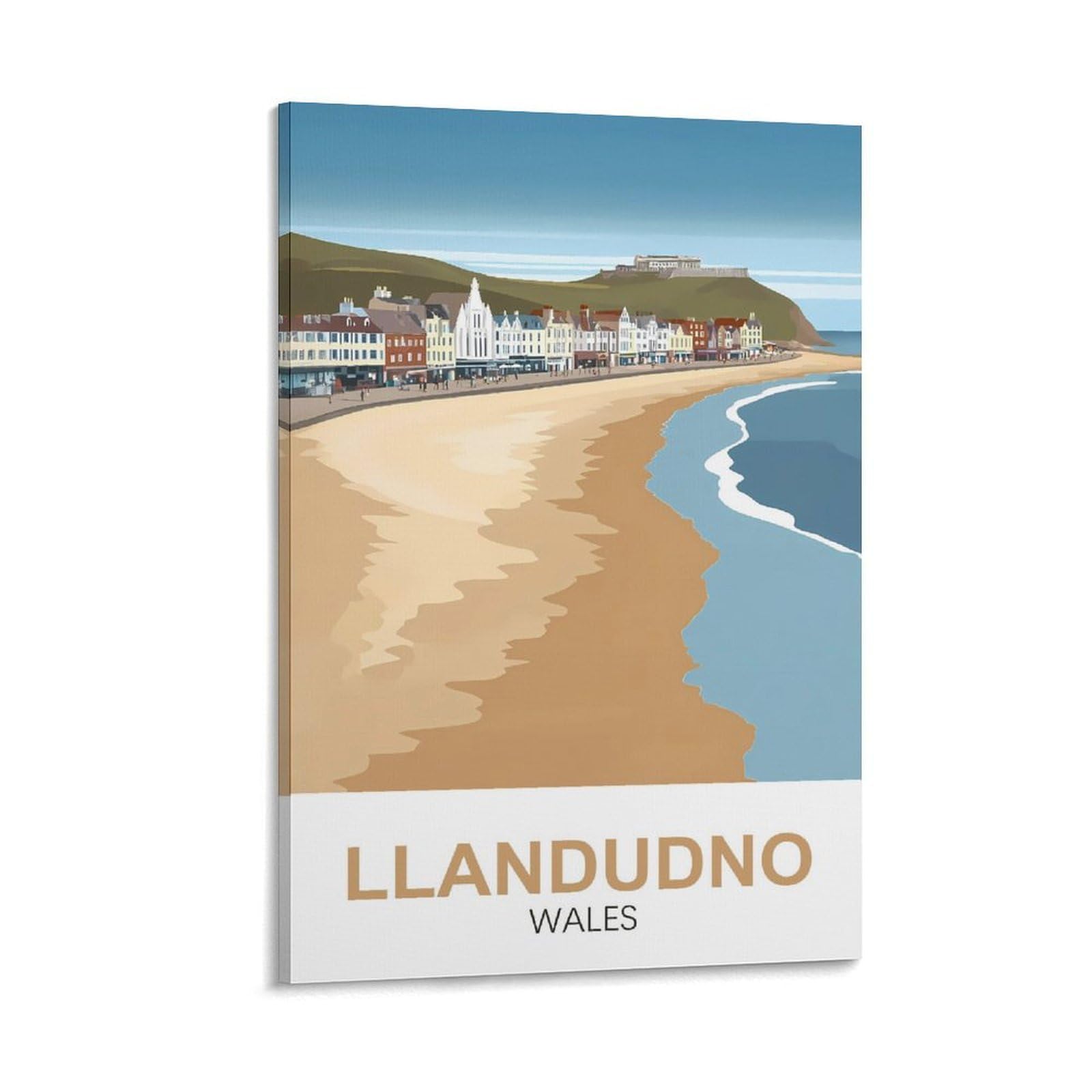 CLFMHNAS Llandudno Wales Vintage Travel Poster 12x18inch(30x45cm) Canvas Wall Art Prints