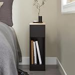 SoBuy Table de chevet noir moderne avec tiroir - Table d'appoint compacte pour chambre, salon, canapé - Table de chevet avec compartiment ouvert pour le stockage et l'organisation,Petit Space FBT111-SCH