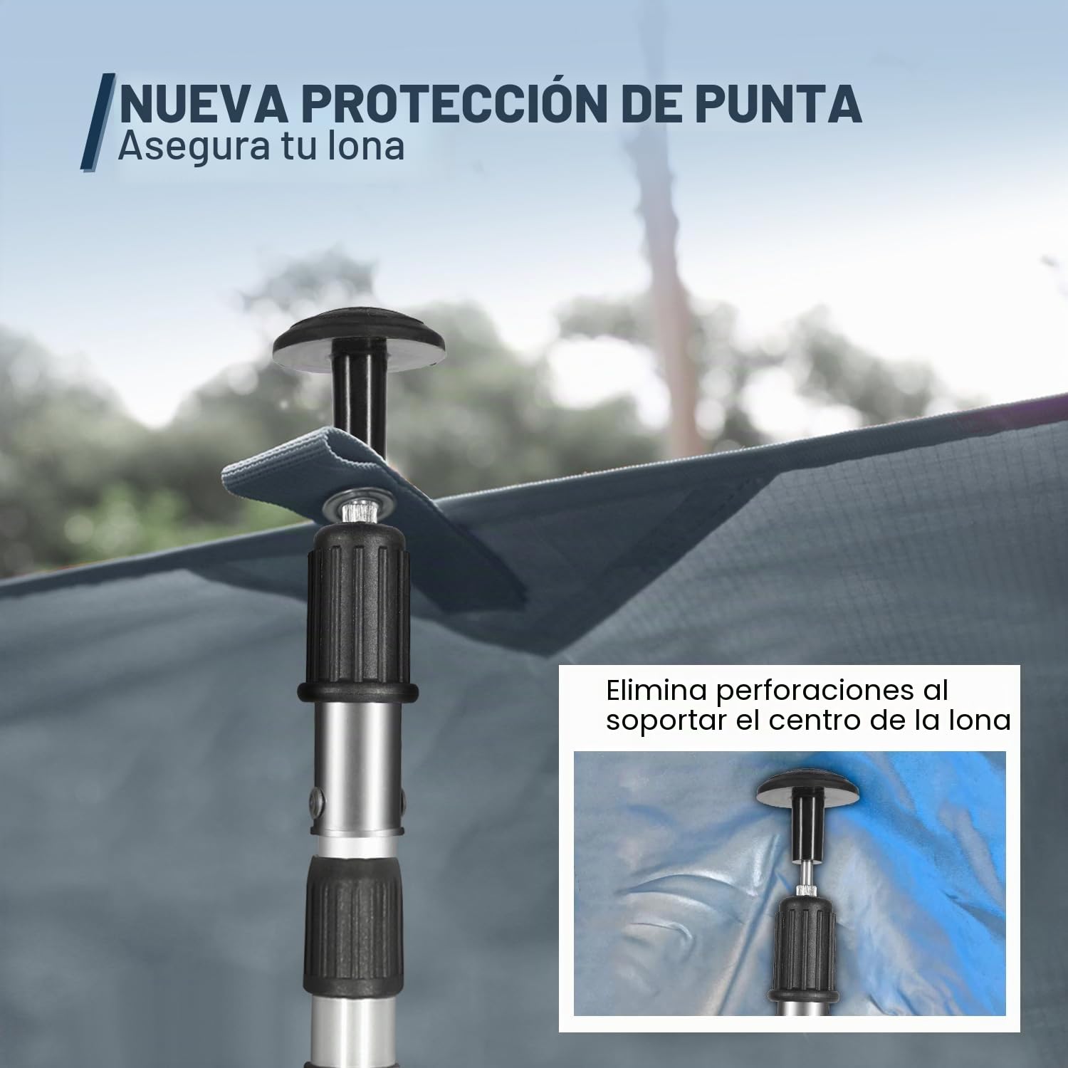 REDCAMP Juego de 2 Postes telescópicos de Lona de Aluminio, Extensibles, Ajustables, para toldo, Porche, Velas solares de 2,3 m