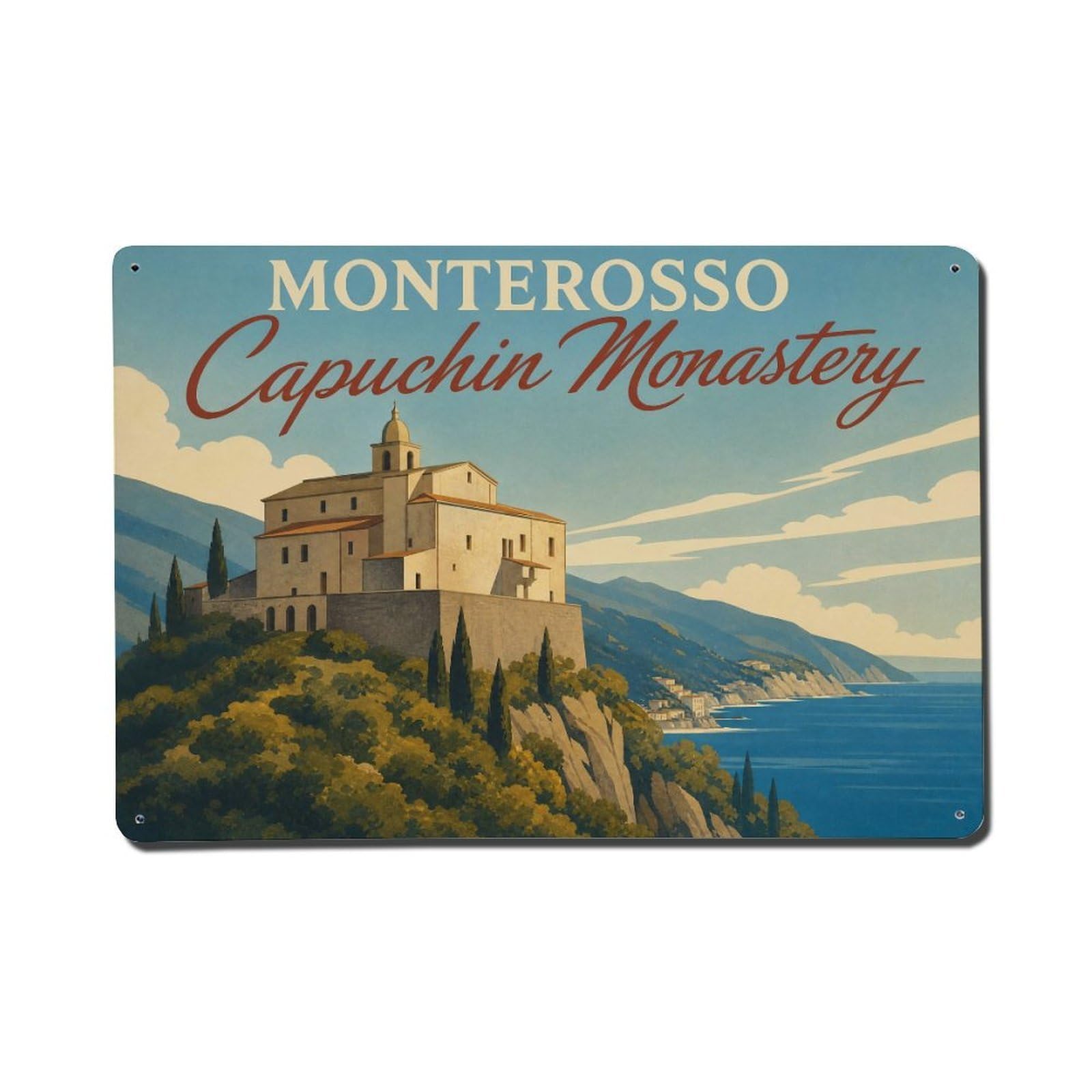 Metal Tin Sign Italy Monterosso Vintage Travel