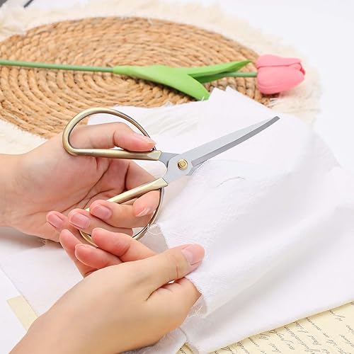 Miniatura 5 de NatSumeBasics Tijeras de bronce de 6.5 pulgadas, tijeras de sastre vintage de acero inoxidable, tijeras de modista de tela profesional para escuela,