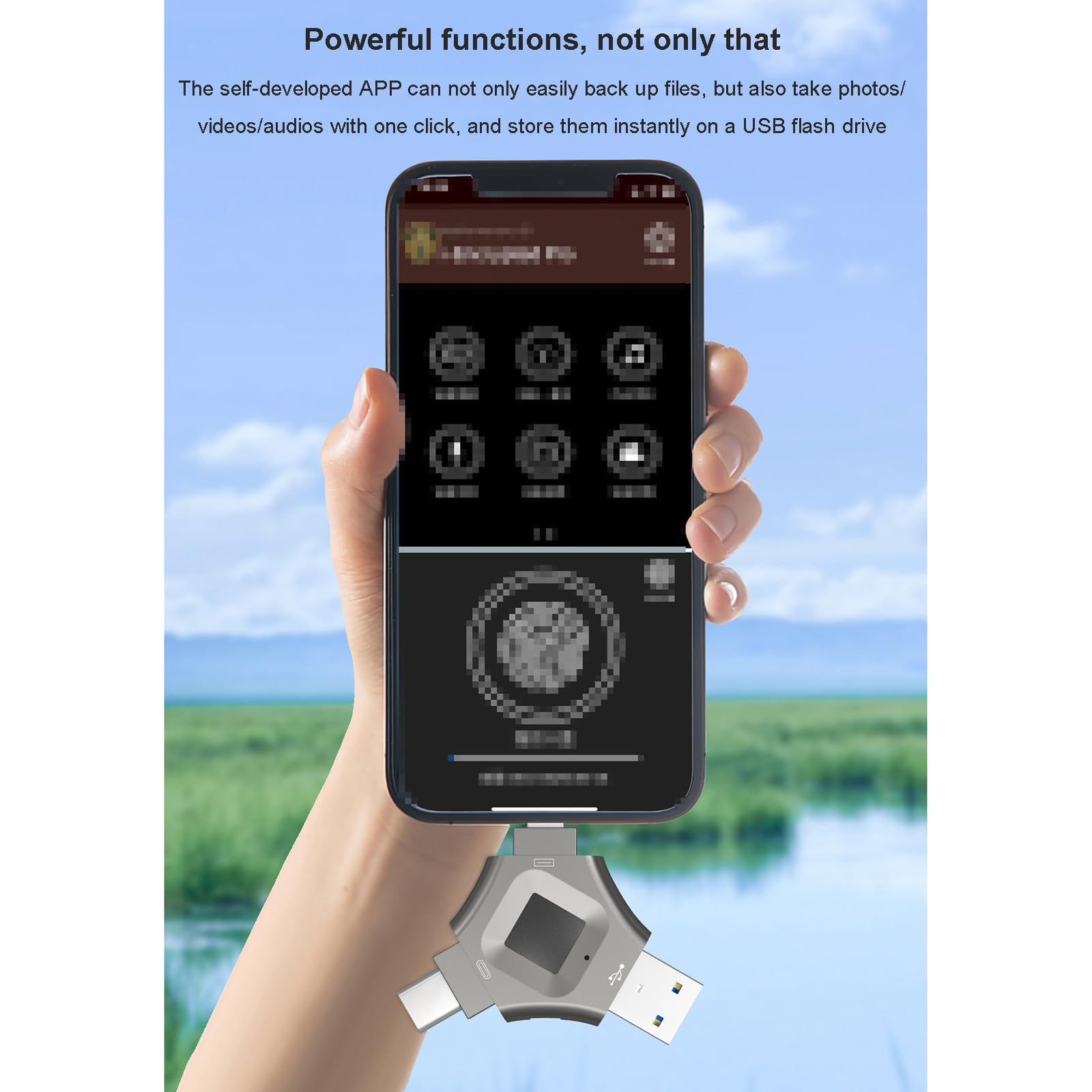 Disco U de huellas dactilares, unidad flash 3 en 1 con cifrado de huellas dactilares, disparar y guardar/copia de seguridad con un clic, transmisión de alta velocidad 64G/128G/256G/512G,64G