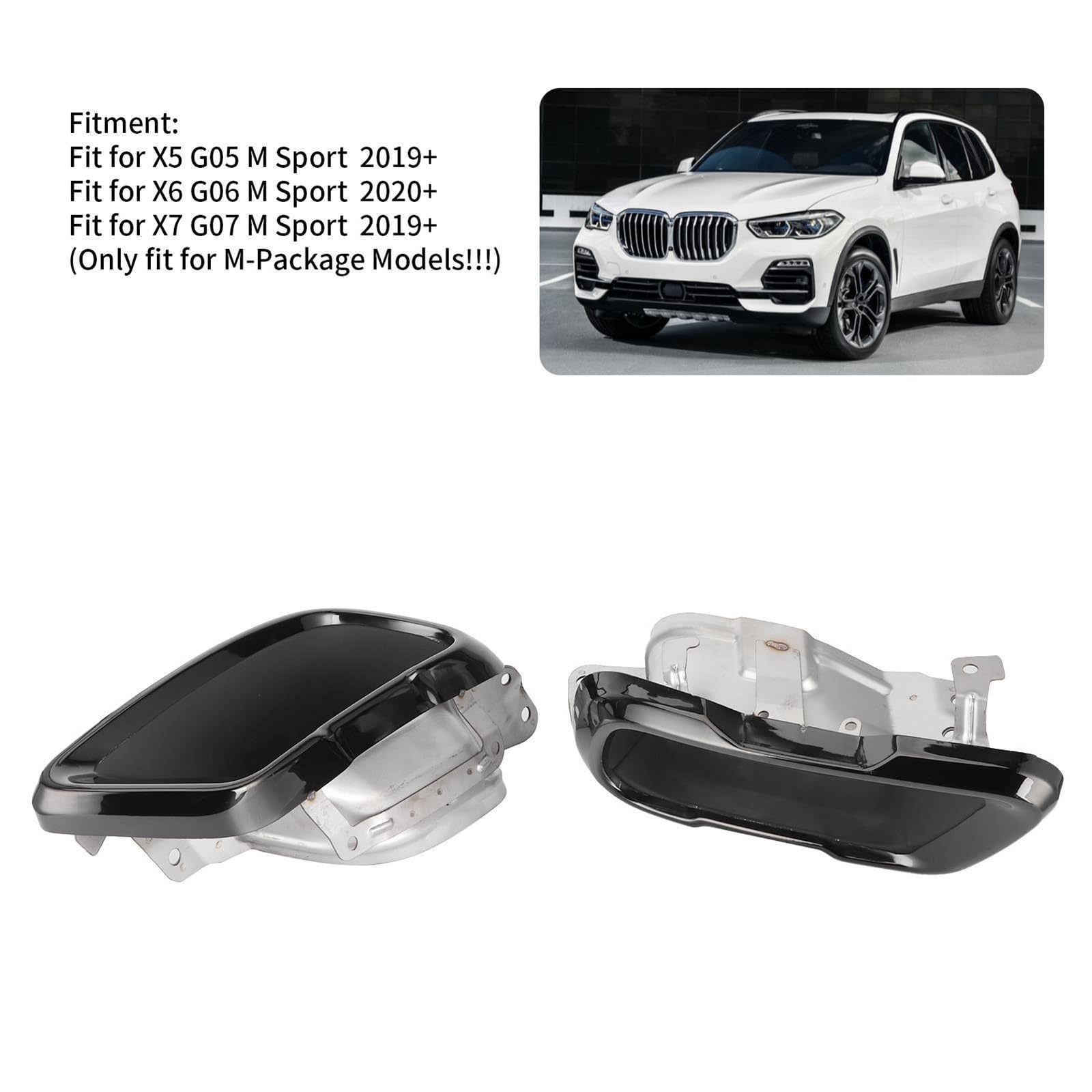 Auto Tłumik wydechowy Pasuje do BMW G05 M Sport 2019+ Chromowane czarne końcówki tłumika wydechowego Zestaw stylowych wykończeń końcowych Rura wydechowa samochodu