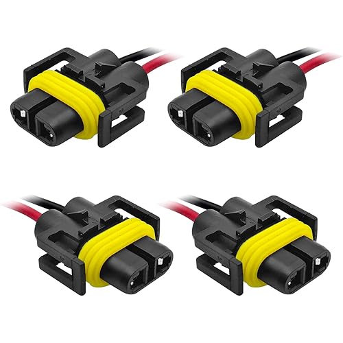 4Pcs H11 H9 H8 880 881 Female Adapter Wiring Harness Socket Connector 12V for Headlight or Fog Light