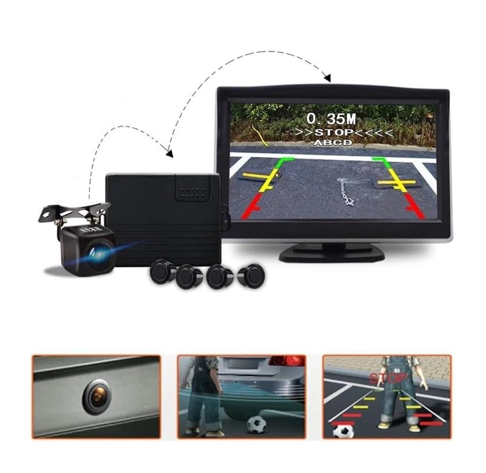 Radar Recul Arrière pour Voiture Capteurs Stationnement Assistance Alerte Sonore Surveillance Utilisation Véhicule Caméra Système De Radar De Recul(B)
