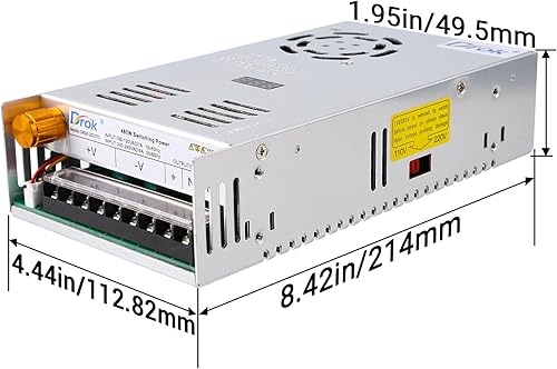 Miniatura 7 de DROK Fuente de alimentación de 48 V, CA 110 V220 V a CC 0-48 V 10 A 480 W, adaptador LED variable ajustable regulado 5 V, 12 V, 24 V, 30 V, 36 V, 48
