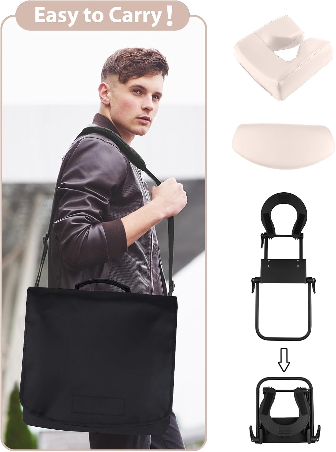 TOROKOM Adjustable Headrest Face Pillow Cradle, Headrest Face Cushion Face Pillow Face Cushion Support Bracket for Salon Home Mattress Massage Kit（White）