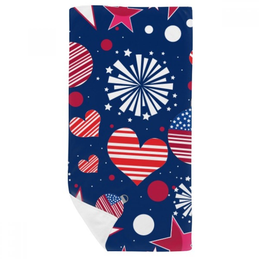 Serviette de bain et gant de toilette doux USA Love Festival etoile multicolore 35x70