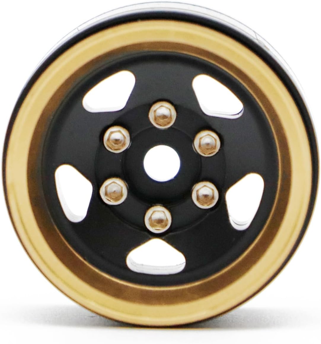1.0” Brass Beadlock Wheels, -6.35mm Offset CNC Rims for 1/18 1/24 RC Crawler TRX4M, Axial SCX24 AX24, Redcat Ascent-18, FMS FCX24, 4 pcs, Black
