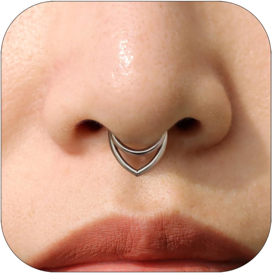 Nose Rings Hoops 316L Surgical Steel Flower Silver Septum Rings 16g Clicker Daith Hinged 14K Gold Plated Piercing Jewelry Gifts 1.2 * 8mm 10mm