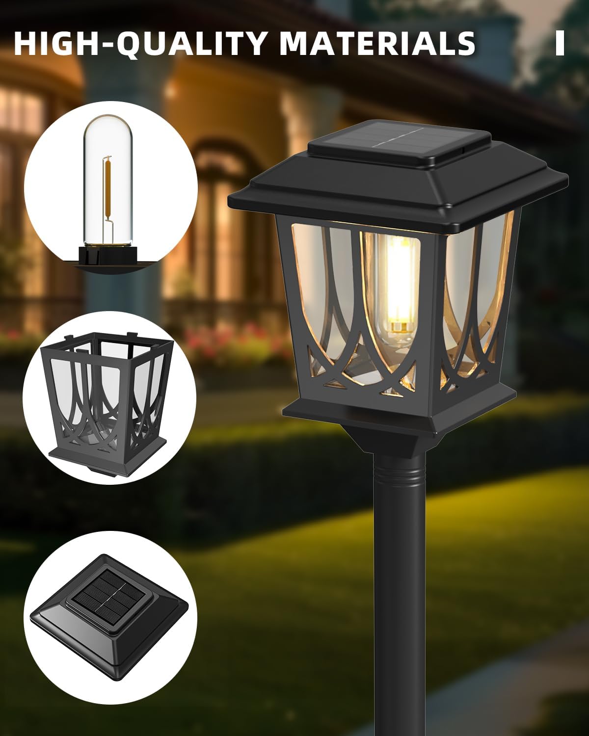 ILANCK 2 Pack Solar Lamp Post Lights Outdoor, 40" H Solar Pole Lights for Outside Dusk to Dawn, Waterproof 3000K Warm White Floor Lamps for Patio Backyard Pathway (No Wiring Needed)