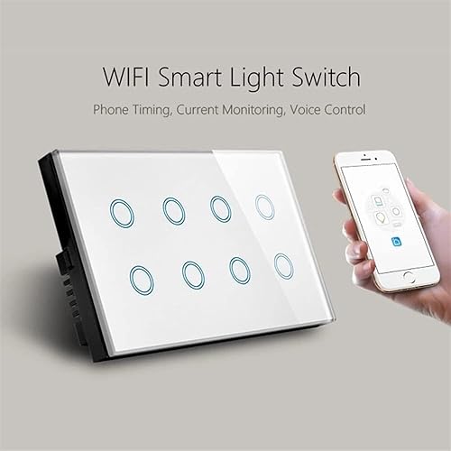 Miniatura 7 de Smart Home WiFi Smart Touch Light Interruptor de pared Panel de vidrio Tuya App Smart Life Compatible con control de voz (blanco)