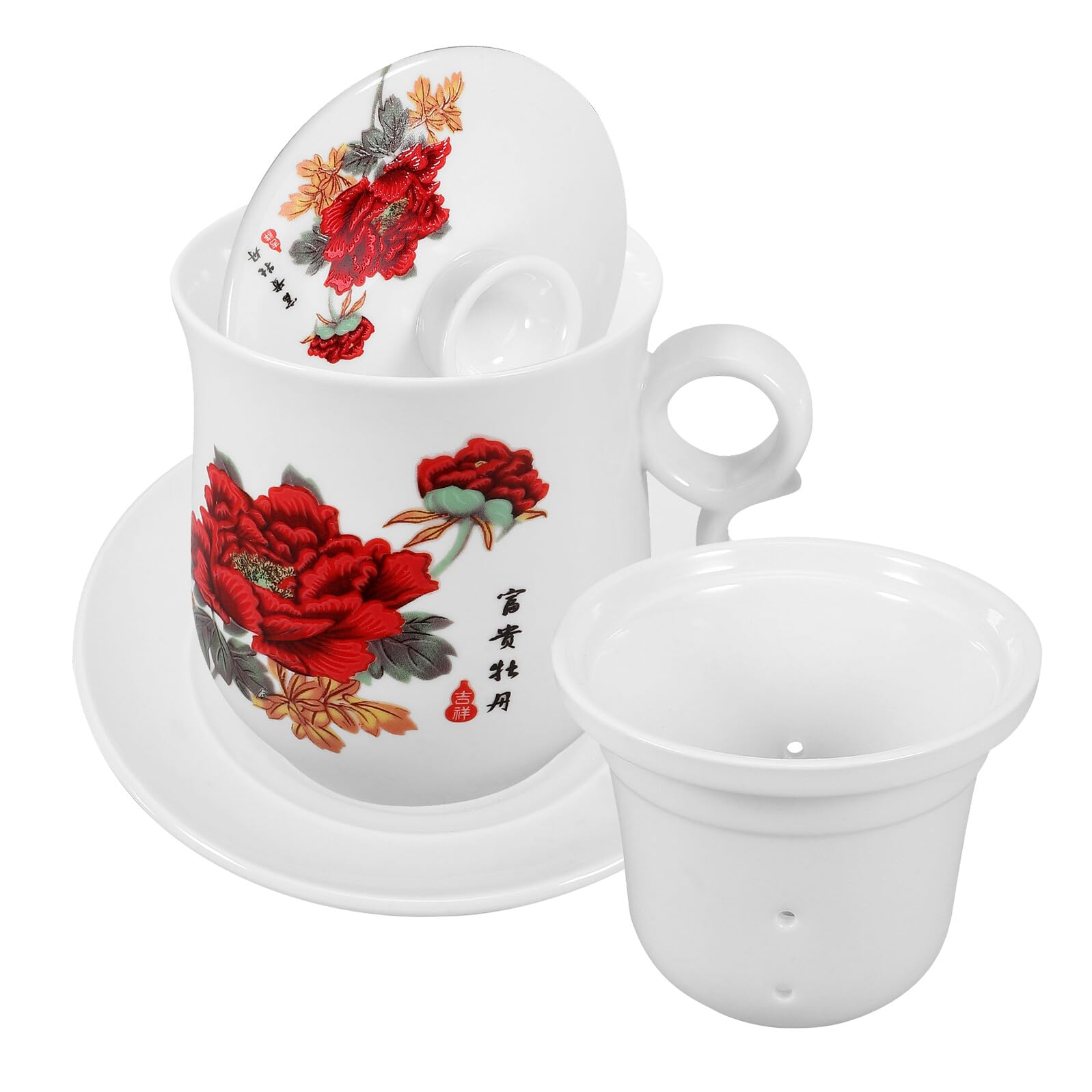 Tasse à thé en céramique blanche fini les feuilles résiduelles avec cet infuseur