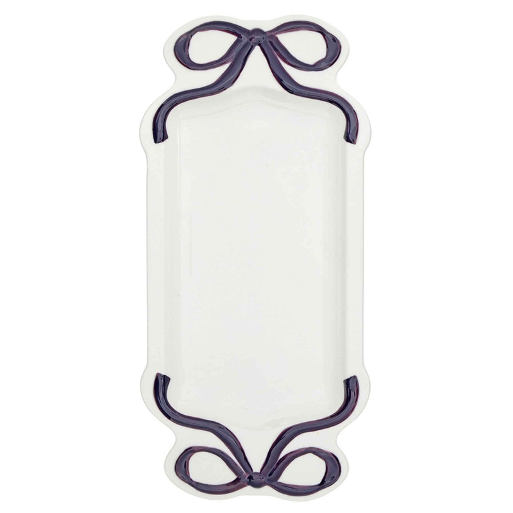 Santa Barbara Design Studio Serving Platter - Ceramic Rectangular Serving Plate, 14", Lavender Bow