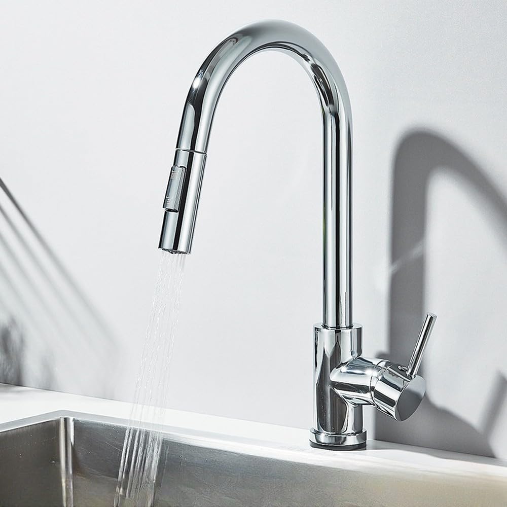 Mitigeur de cuisine rotatif à 360° noir doré pour évier d'eau chaude et froide