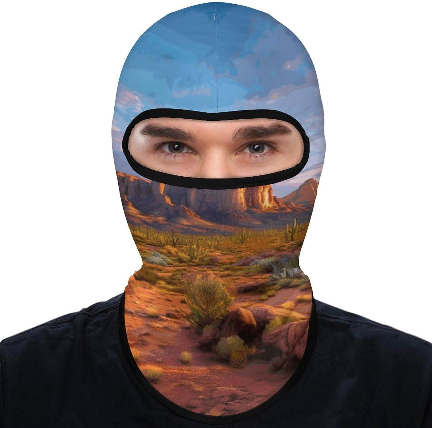 Balaclava Face Mask for Men Women Sun Protection Full Face Cover | Breathable Cactus Landscape Full Face Mask Windproof Ski Mask Motorcycle Helmet Lining for Outdoor Sport Cycling