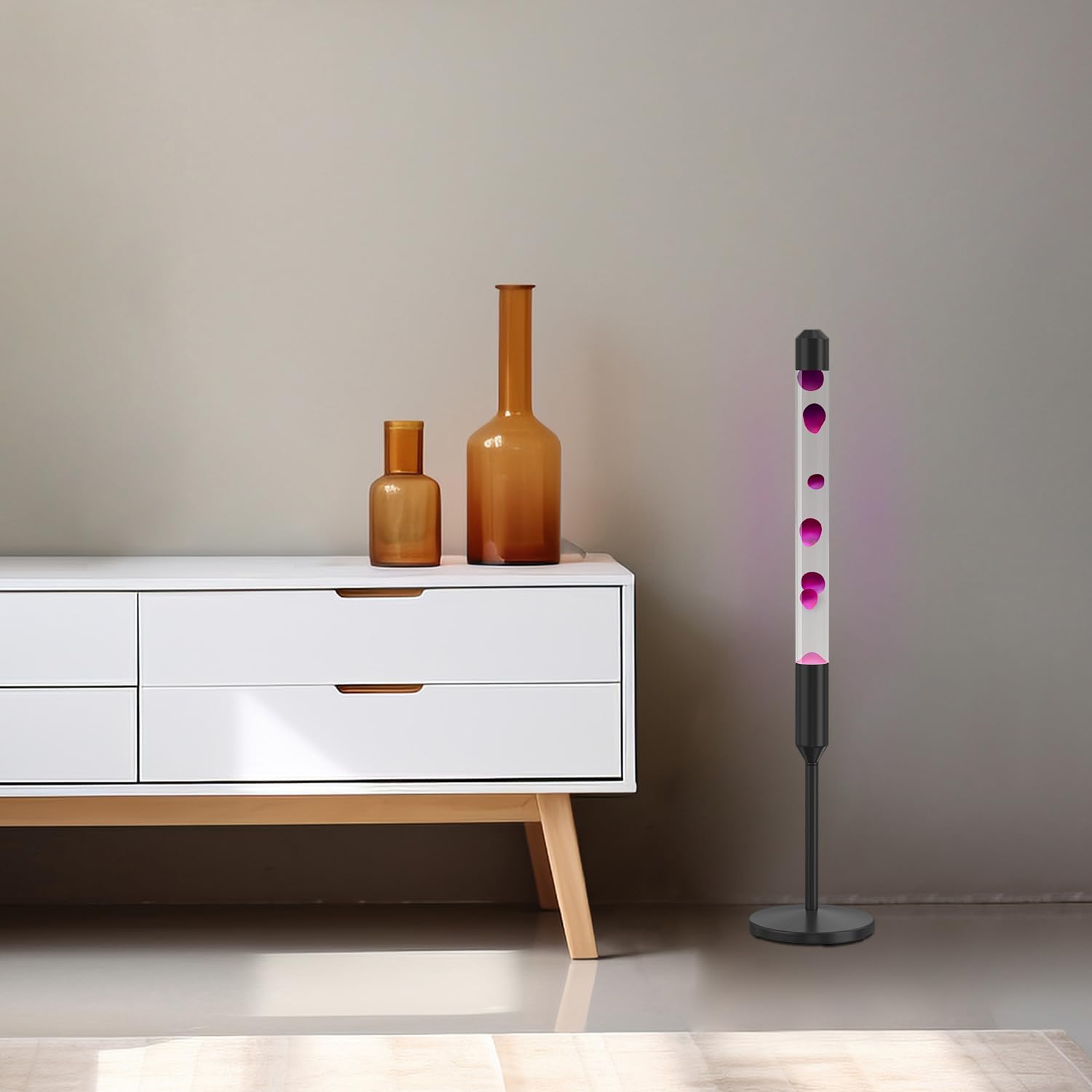 Kyzfy Lampe magma à mouvement liquide de 120,7 cm, lumière de relaxation d'ambiance, convient pour la décoration de la maison, salon, bureau, chambre, café (cire violette)