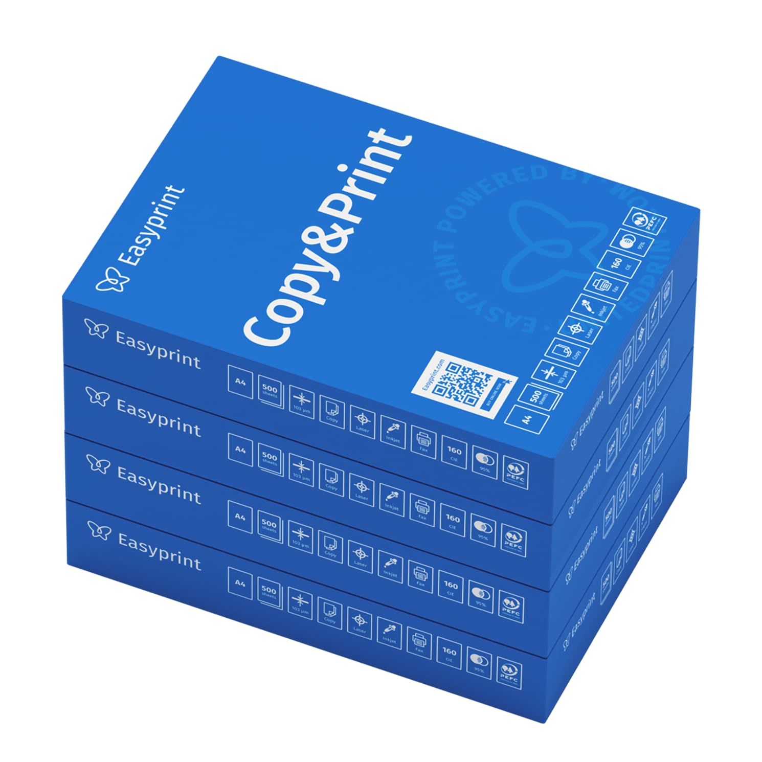 Easyprint Printer Paper Copier Paper 2000 Sheets 4 x 500 A4 Premium Brilliant White CIE 160 Test Winner PEFC Environmental Certificate