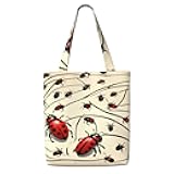 SDEGTHO Art Ladybug Canvas Tote Bag Reusable Grocery Shopping Cloth Bag Fashionable Tote For Crafts