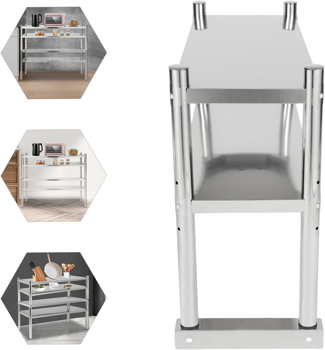 Stainless Steel Double Tier Overshelf, 12 * 30in Commercial Heavy Duty Shelving, Height Adjustable Shelf Storage for Prep & Work Table in Restaurant, Home and Kitchen (12 * 30in)