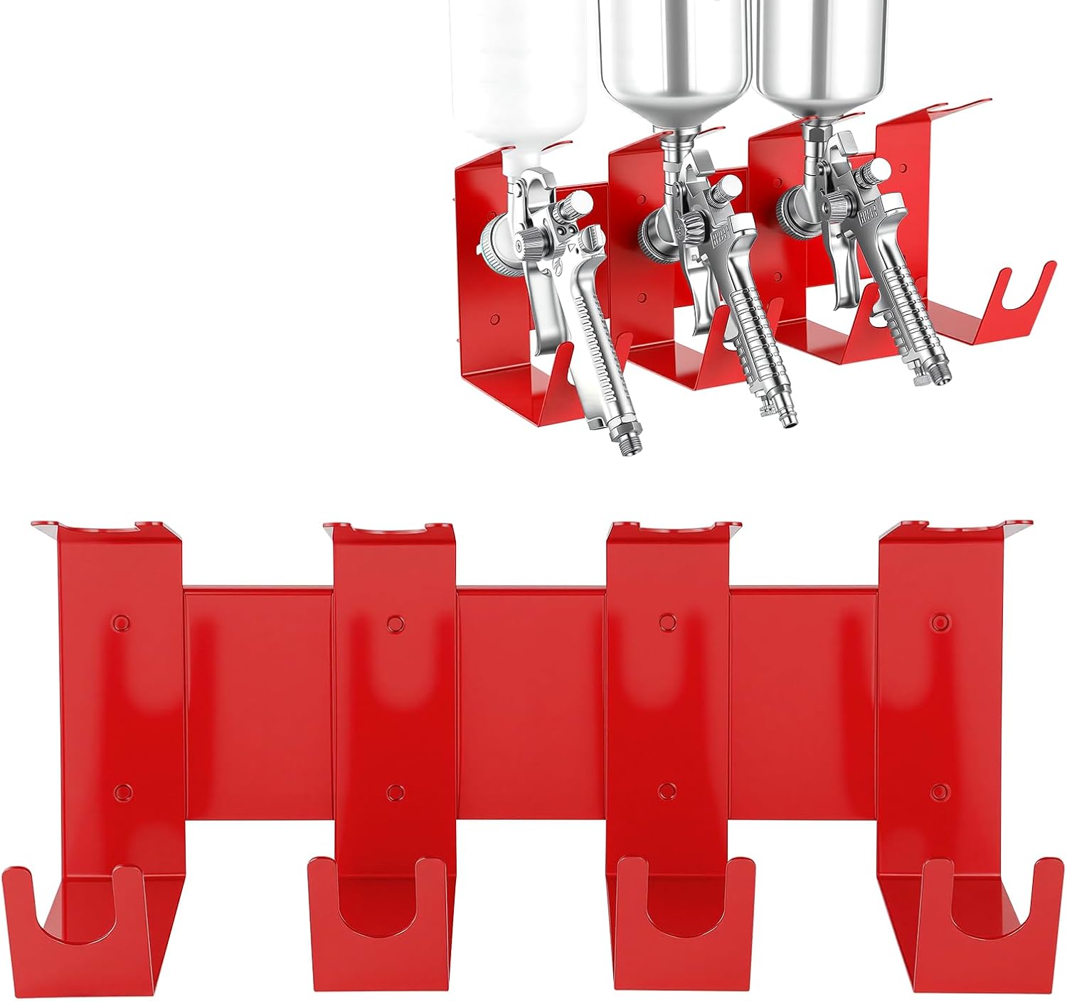 Magnetic Paint Spray Gun Holder Stand, Holds 4 Gravity Feed, Attach to Any Ferrous Metal Surface, Spray Booth, Paint Mix Room Wall, Garage Workstation Cabinet