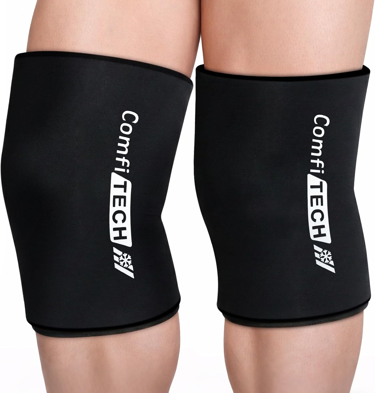ComfiTECH 2 Pack Knee Ice Pack Wraps, Elbow Calf Brace Flexible Reusable Gel Cold Compression Sleeve for Soothing Meniscus Tear and ACL Discomfort, Muscle Relaxation, Sports Recovery, Large