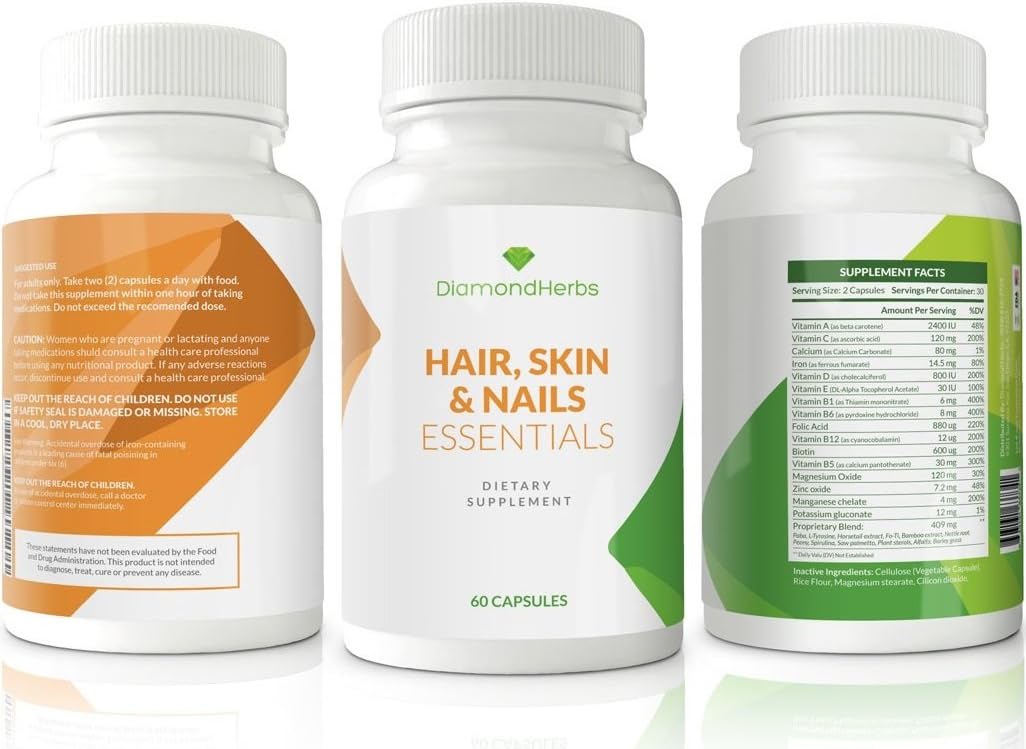 Hair Skin and Nails Vitamins + Biotin DiamondHerbs