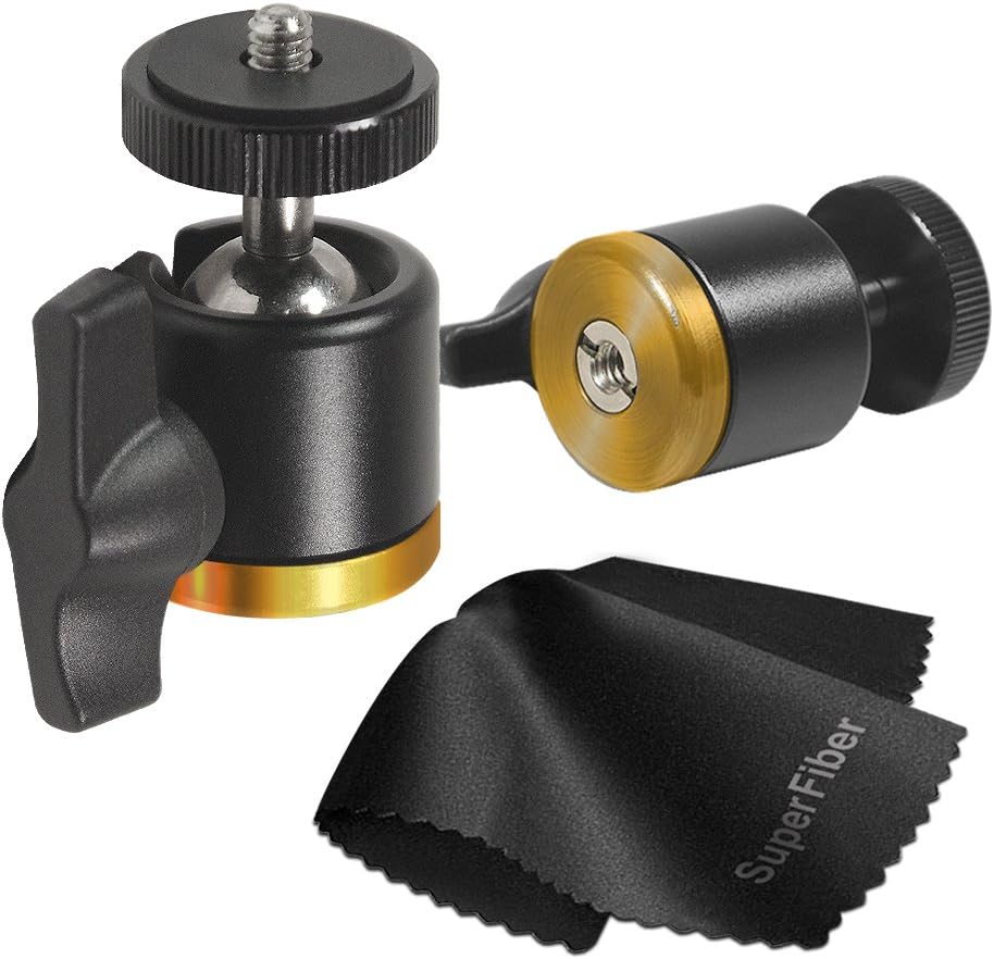 LimoStudio [ 2パック]アルミニウム合金360 °回転回転Miniボールヘッドロックと1 / 4と3 / 8インチメスね