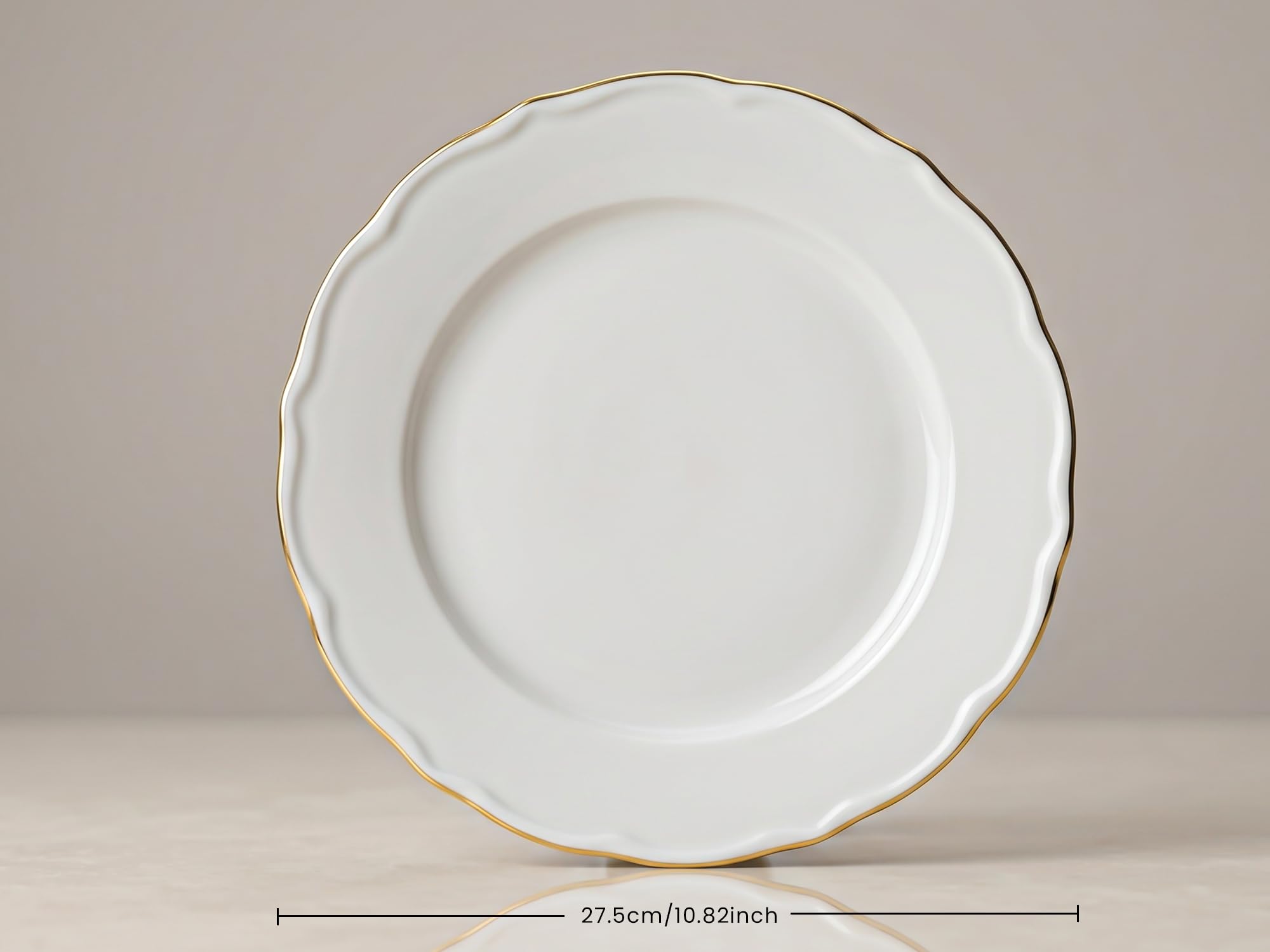 Gold Rim Dinner Plates Set - 4 Pieces -4