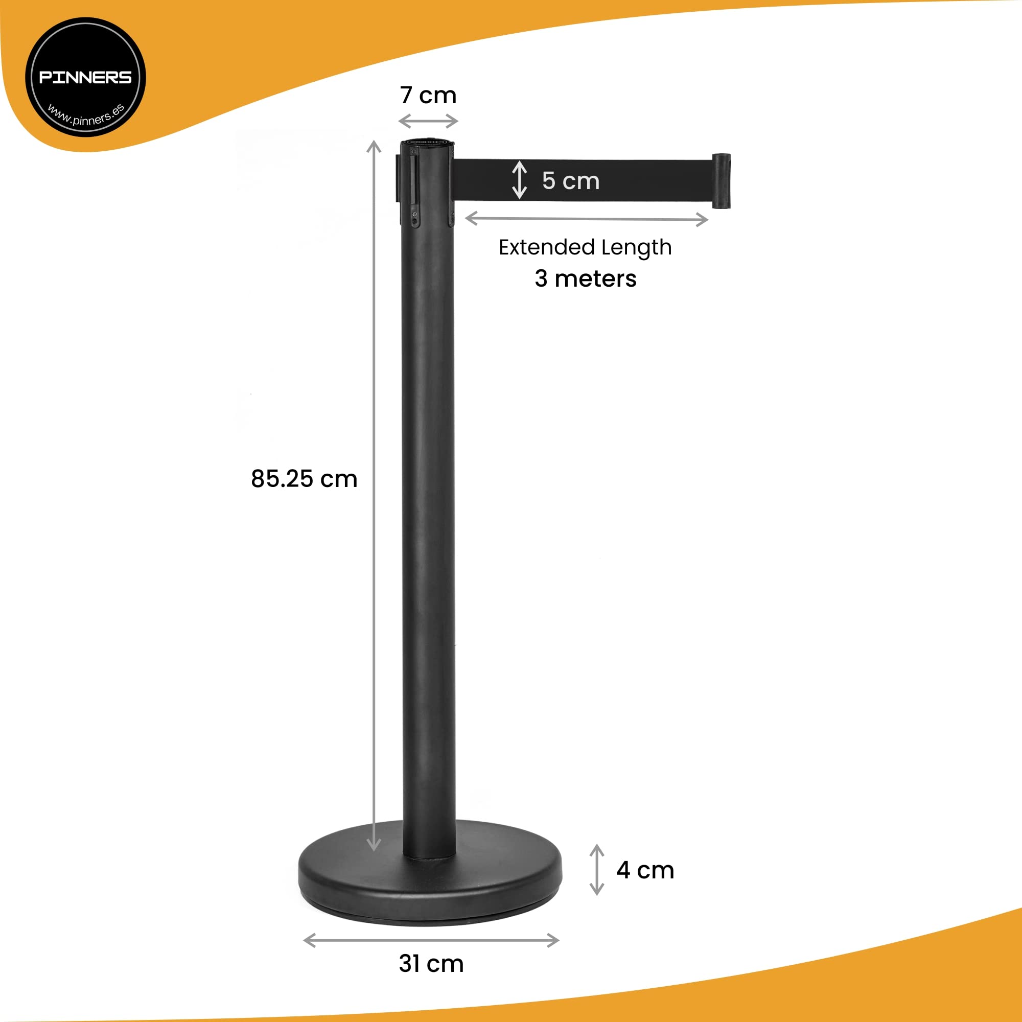 Poste Separador Cinta Extensible 3 metros (2uds) Barrera Delimitadora Prohibido el Paso