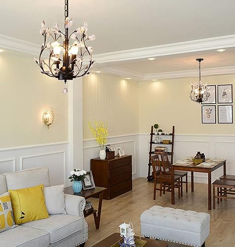 Miniatura 4 de Ganeed Candelabros vintage K9 de cristal transparente, iluminación de techo, iluminación colgante empotrada con 3 luces para sala de estar, comedor,