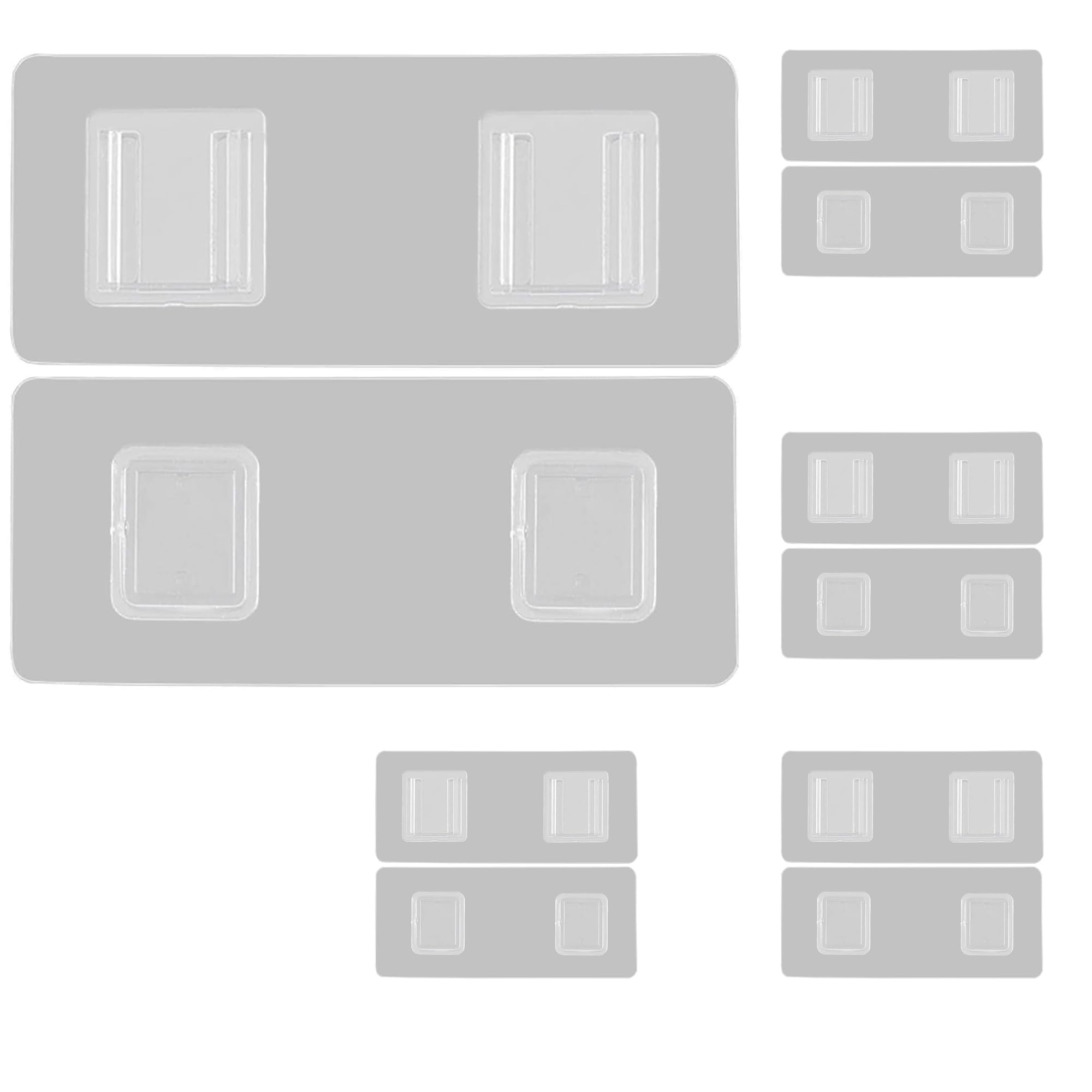 LS16-16 Self Adhesive Hooks, 5pcs Kits Waterproof Sticky Multi-Purpose Clear Heavy Duty Nail Drill Free Self-Adhesive with Double Sided Buckles for Kitchen Bathroom Rooms (5, 5 Snap Double Buckle)