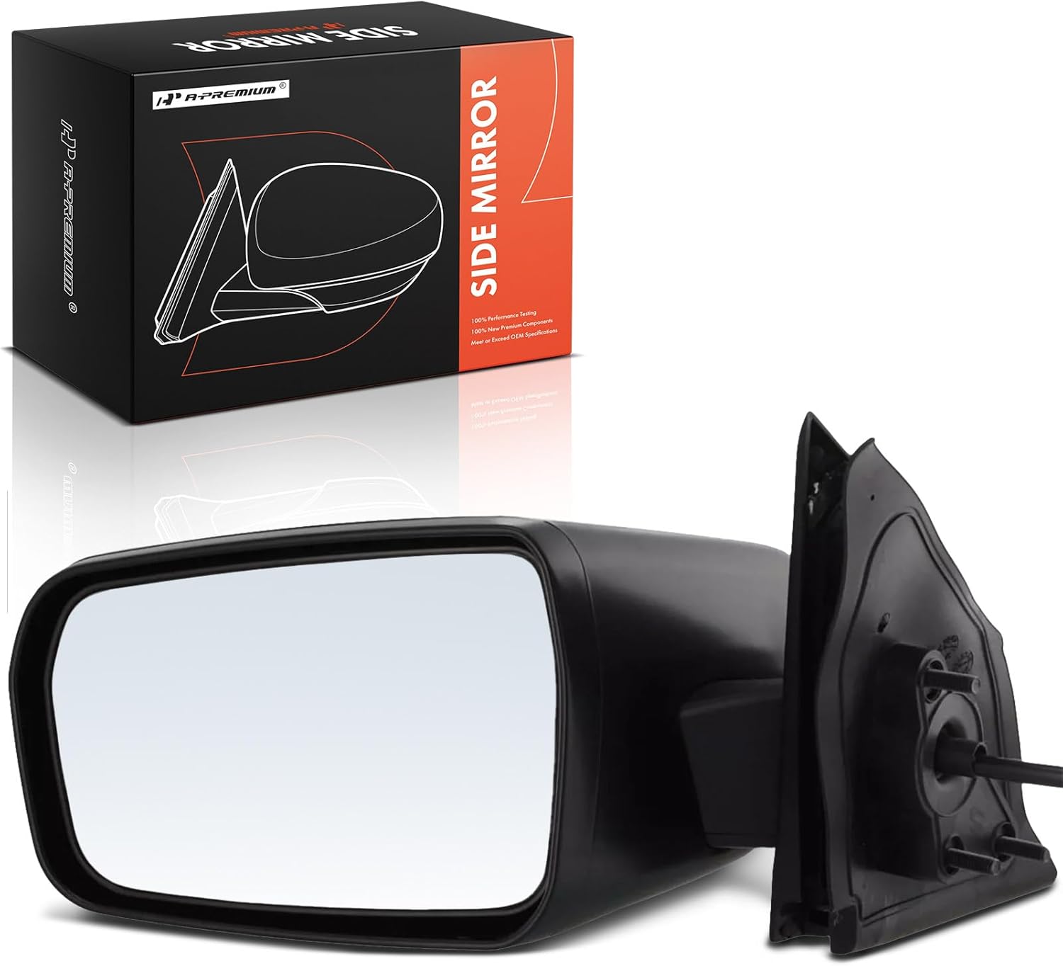 A-Premium Driver Side Power Door Mirror - Compatible with Mitsubishi Galant 2004-2012 - Non-Heated Manual-Folding Black Outside Rear View Mirror