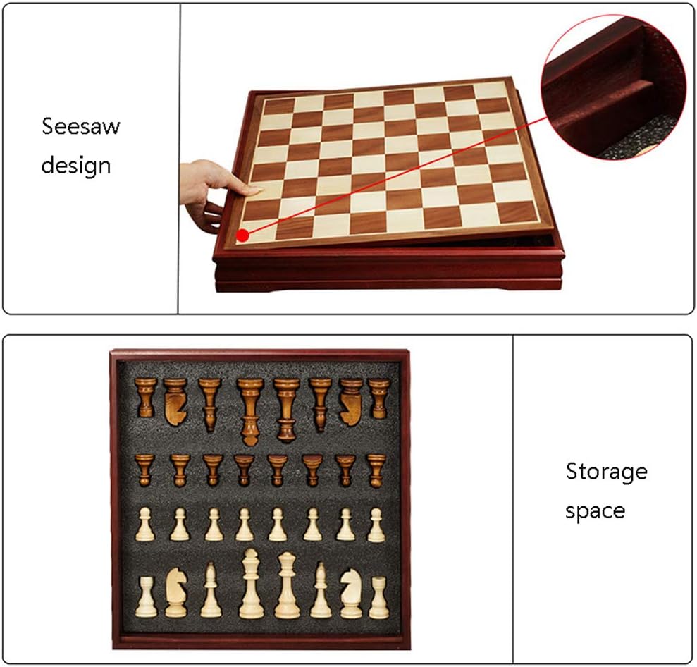 LANGWEI Wooden Chess Set for Adults, Portable Travel Game Handmade Wooden Pieces Board Games for Christmas Birthday Premium Gift