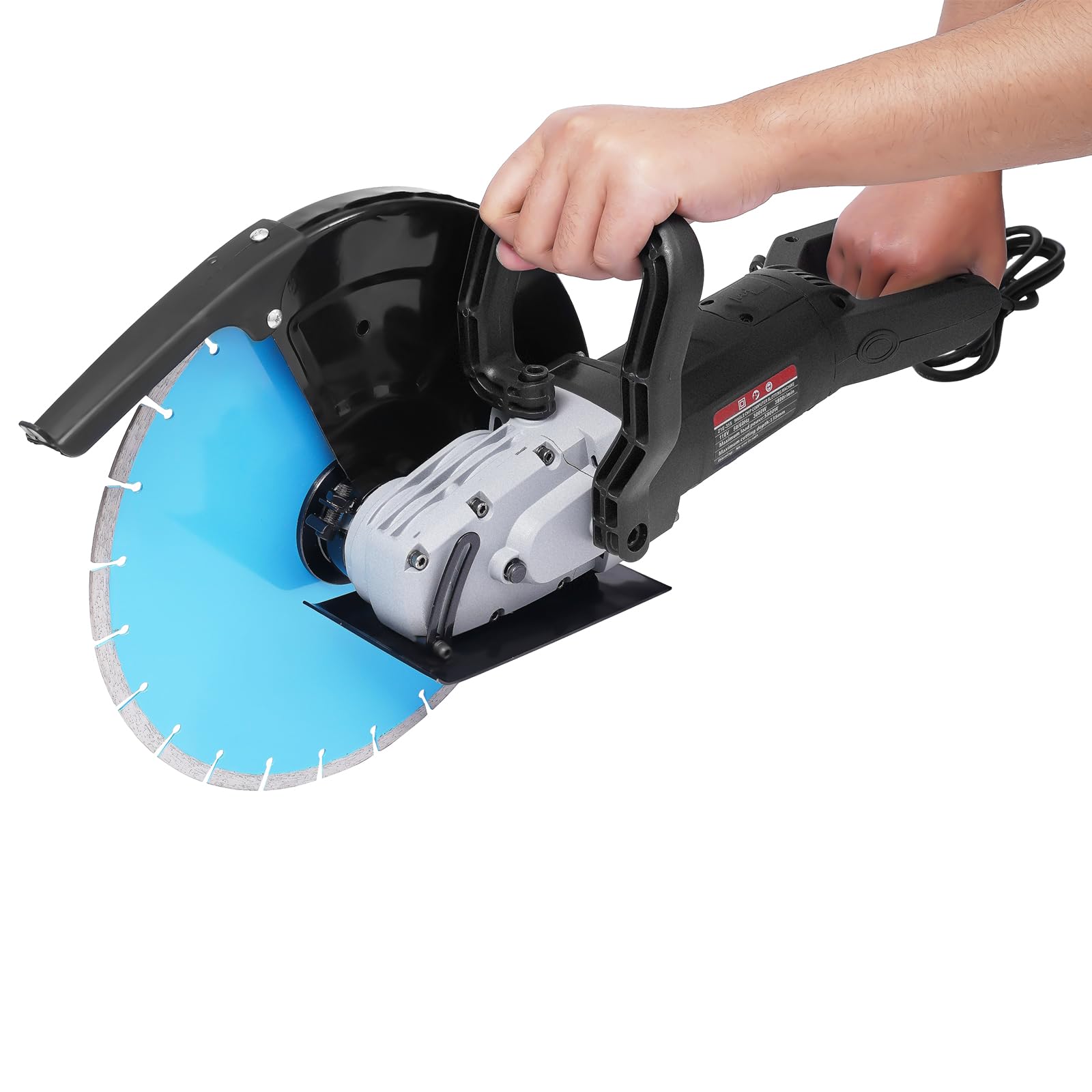 14in Electric Concrete Saw, Power Cutter 5800W 3800RPM Demo Saw 5.31 Inches Cut Depth Wet Disk Saw Cutter Includes Water Pipe, Pump For Metal, Granite