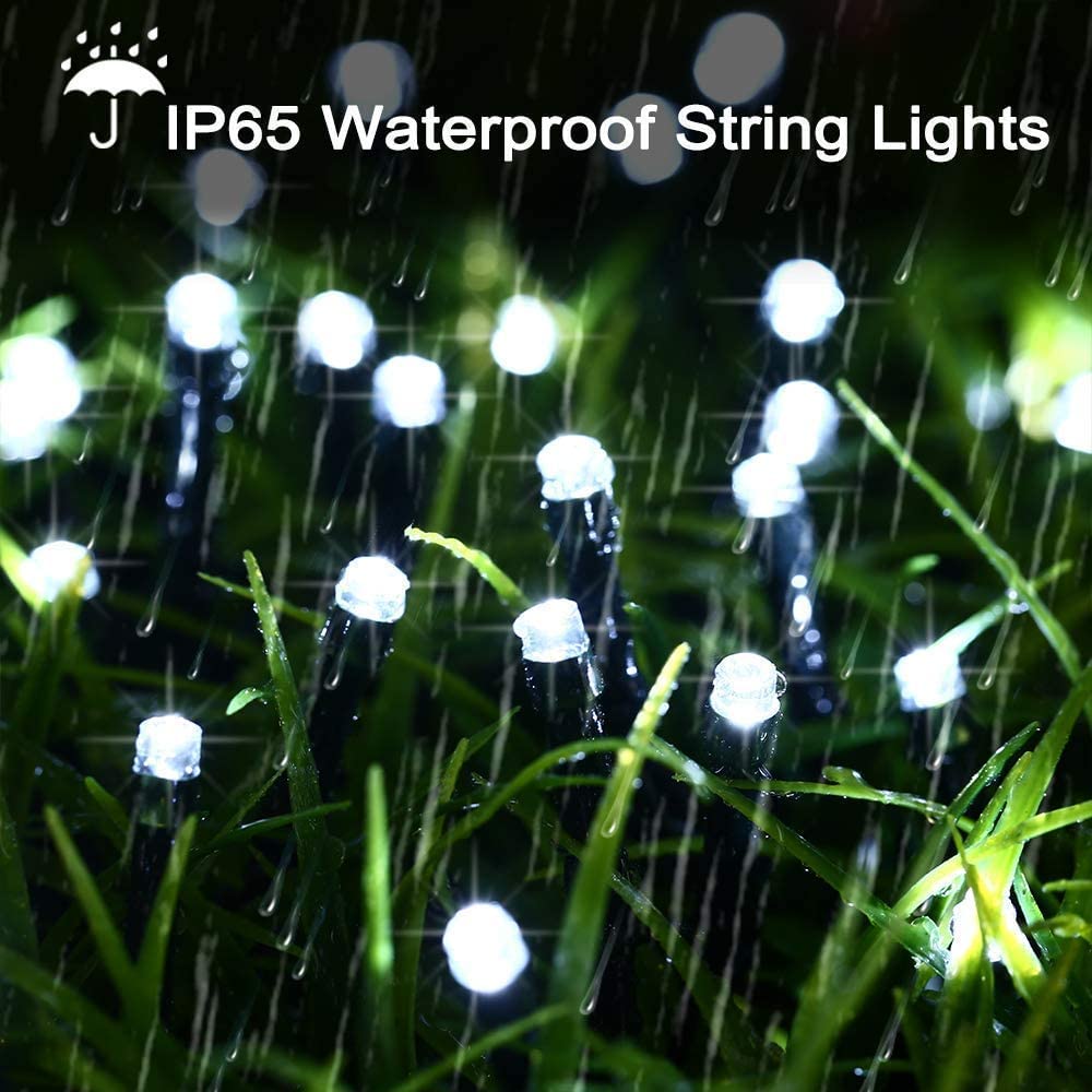 PhilzOps Catena Luminosa Solare, 22M 200 LED Natale Luce Stringa Solari Esterno 8 Modalità Impermeabile Luci Giardino Decorative Per Albero Esterni Patio Balcone Festa Matrimonio, Bianco Freddo