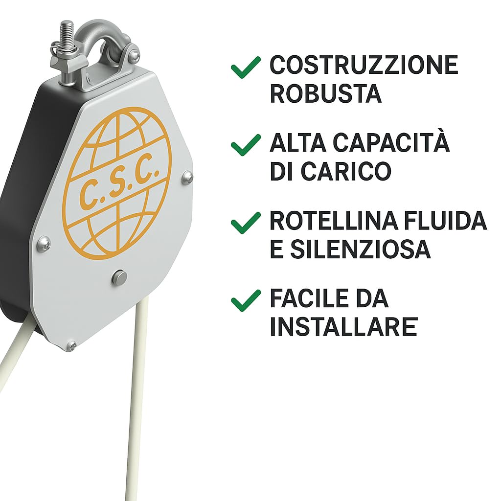 Carrucola per Sollevamento, Made in Italy - Carrucola di Sicurezza adatta per Cantieri Edili – Carrucola con Freno Autobloccante da Utilizzare con Funi di Diametro 18-22mm - Portata 50kg