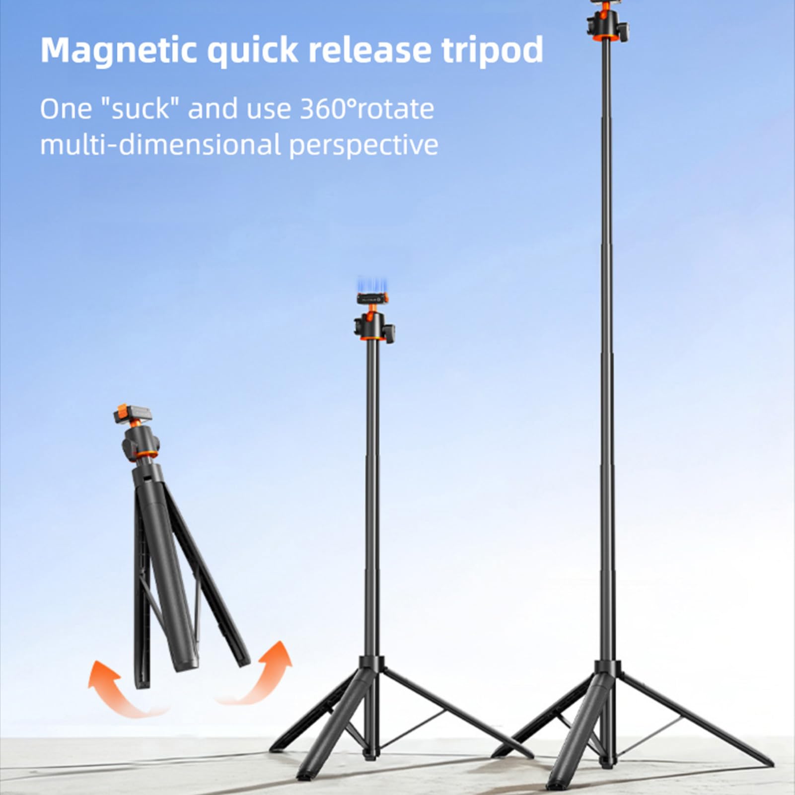 Asta Selfie Treppiede Allungabile da 140 Cm per Fotocamera, Supporto Treppiede in Lega di Alluminio con Supporto Magnetico e Rotazione a 360°, Telecomando Wireless per Fotocamera