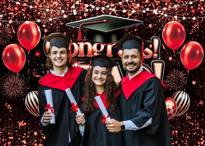 Fondo para graduación 8x6ft rojo y negro miniatura 3