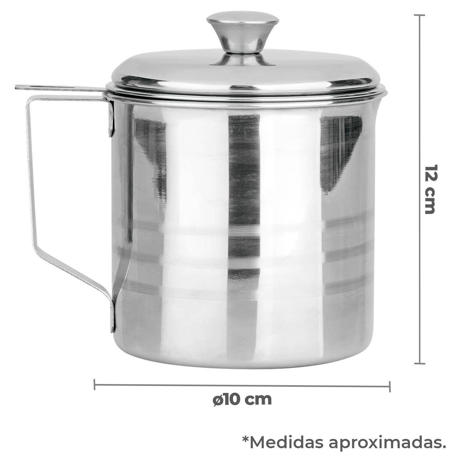 TIENDA EURASIA - Grasso Con Filtro a Maglia Sottile, ø10 cm, 800 ml di Capacità, Acciaio Inossidabile, Bicchiere Con Filtro Per Olio Usato, Colino