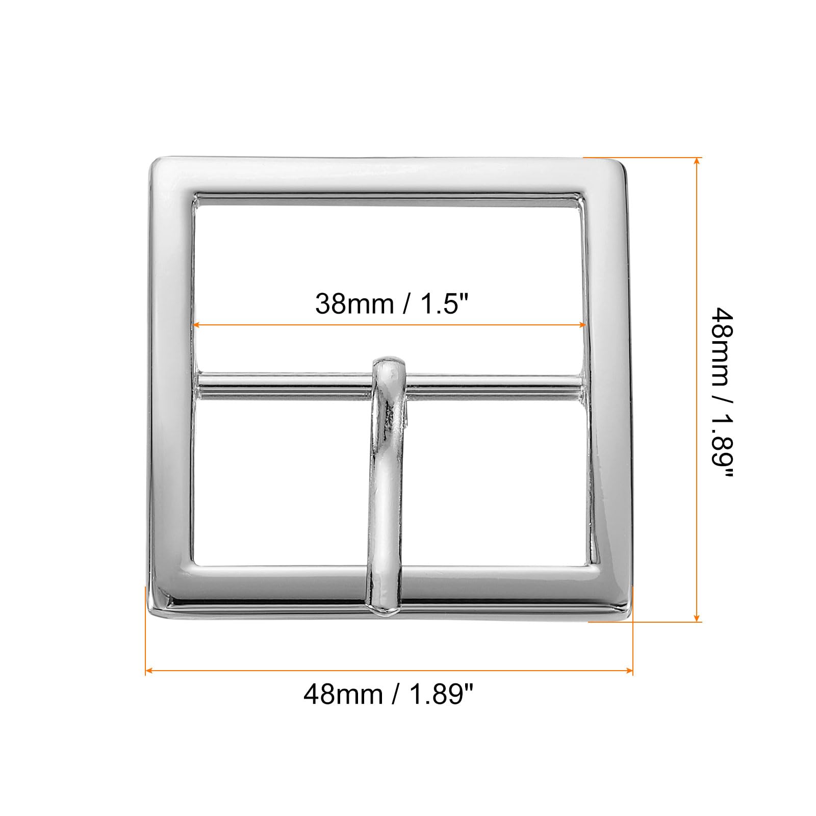 Uxcell 4-Pack Metal Roller Buckles, Single Prong Square Center Bar Buckles For Belts & Leather Crafts