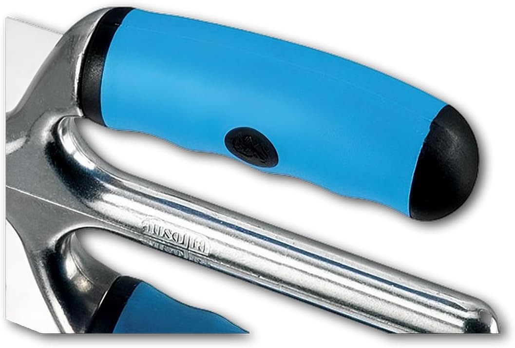 Ausonia Fusion - Made in Italy - Professional Venetian Plaster Trowel 9.5x4.33 in (24x11 cm) - Super Glossy Finish Anti-Stain Stainless Steel Blade with Rounded Corners Ergonomic Rubber Handle