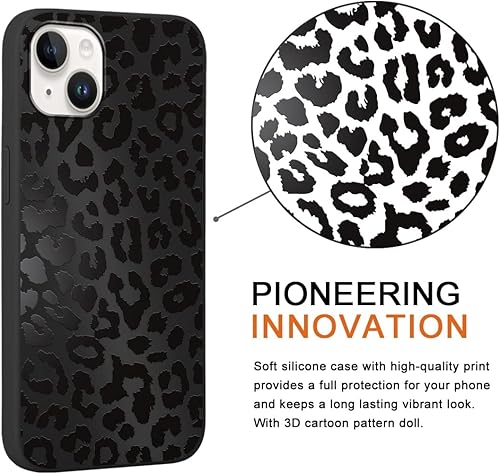 Miniatura 5 de Paquete de 2 fundas de teléfono con estampado de guepardo para Apple iPhone 1314 de 6.1 pulgadas, diseño de leopardo de lujo, silicona suave