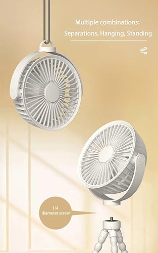 Miniatura 5 de KONPWAY Ventilador portátil a pilas con trípode de pulpo, ventilador de mano personal recargable por USB para cochecito, asiento de automóvil, al