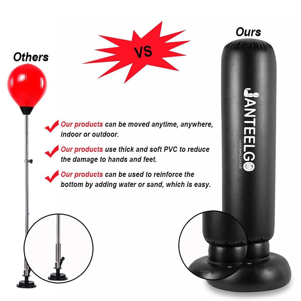 Sacco da Boxe da Terra Bambini con Guantoni da Boxe: JanTeelGO 150cm Sacco da Box Allenamento Boxe - Pungiball Bambin e Ragazze Età 3-12 per Praticare Karate, Taekwond