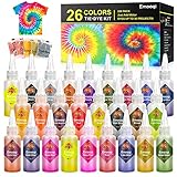 DIY Tie Dye Kits, Emooqi 26 Colors Fabric Dye Art Set with Rubber Bands, Gloves, Spoon, Funnel, Apron and Table Covers for Craft Arts Fabric Textile Party Handmade Project.